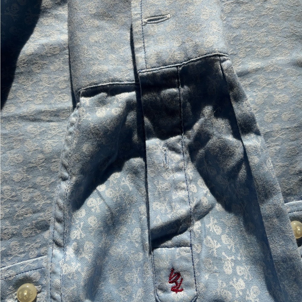 Robert Graham Light Blue Skull Patterned Men's Shirt